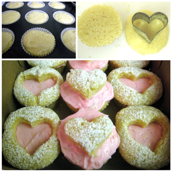 pink lemon heart cupcakes prep