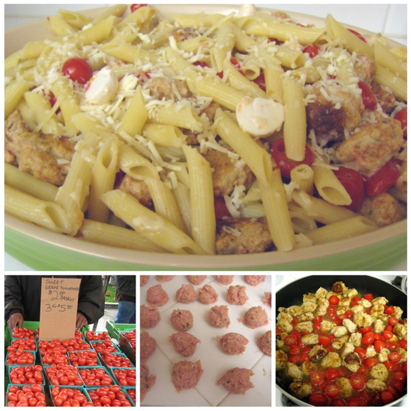 Penne with Mini Meatballs prep