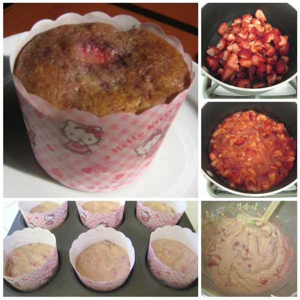 Strawberry Mochi Cakes prep