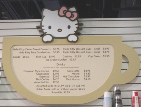 menu hello kitty cafe