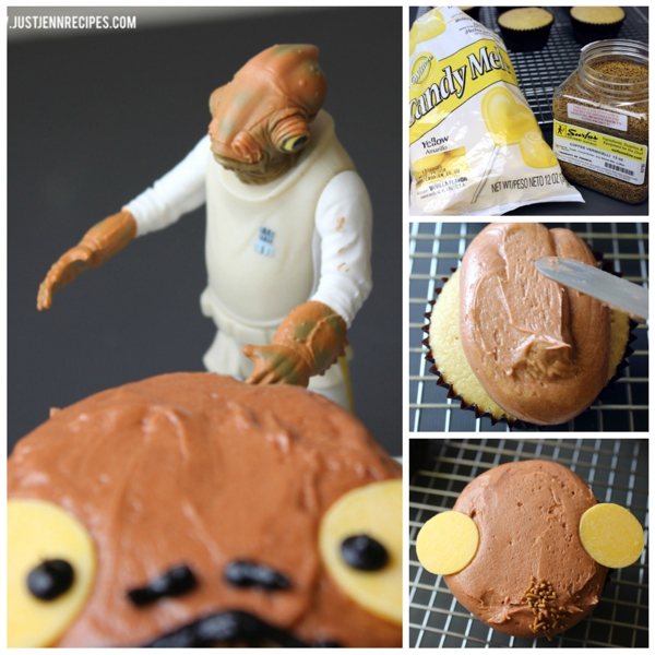 Admiral Ackbar cupcake prep