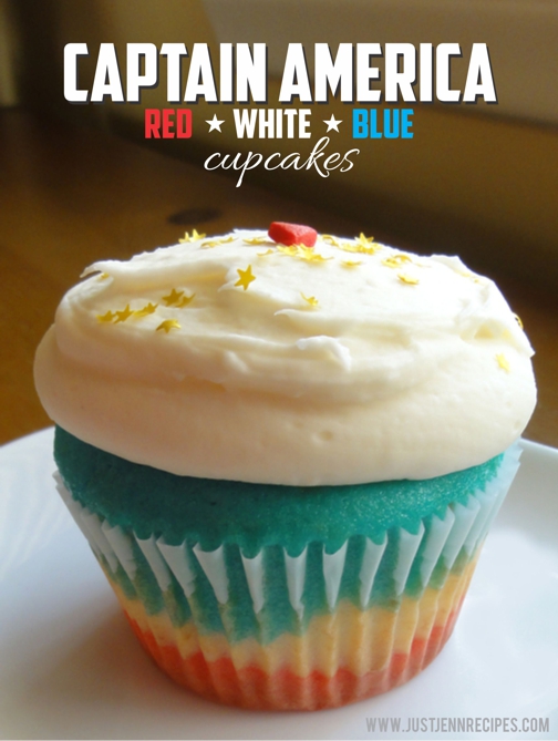 captain america red white and blue cupcakes