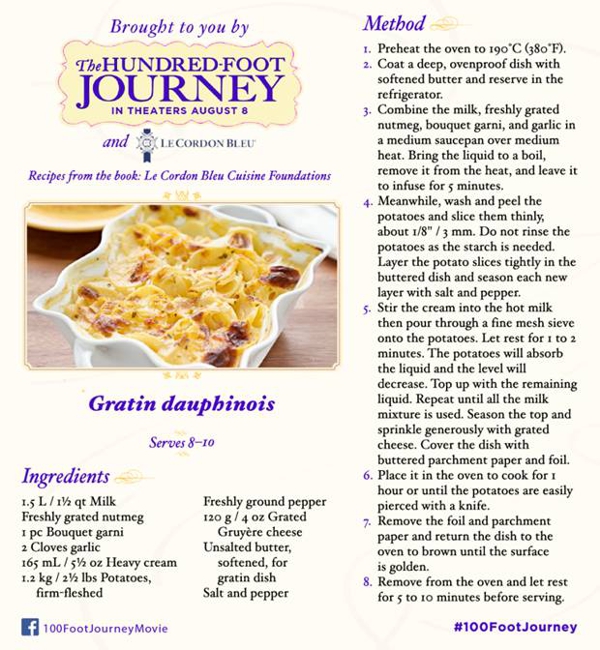 The 100 Foot Journey Gratin Dauphinois Scalloped Potatoes Recipe