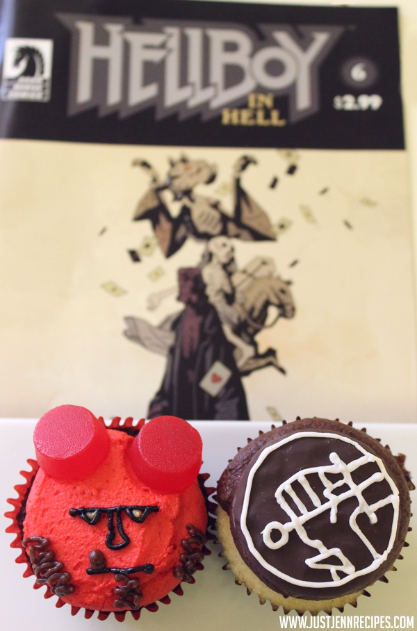 Hellboy comic cupcakes